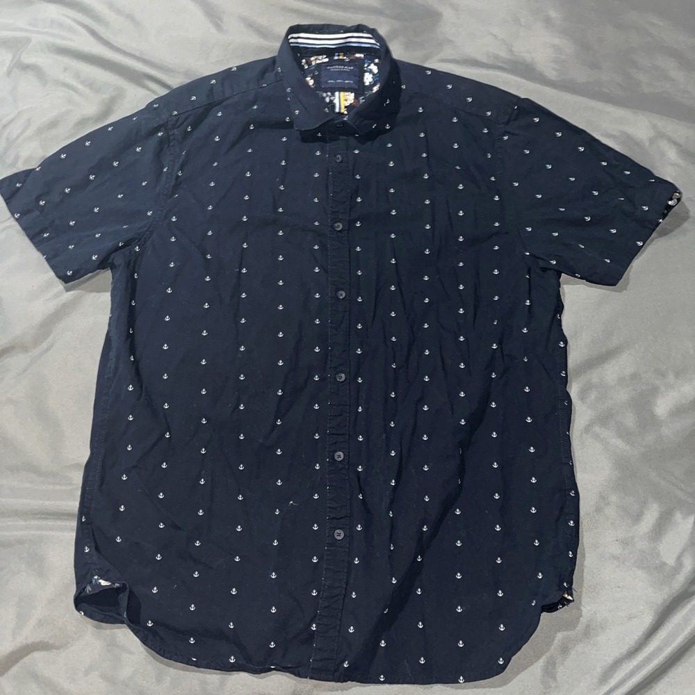 Cactus Man Ricky Singh  Men's Anchor Print Button Up Casual‎ SS Shirt Size Large
